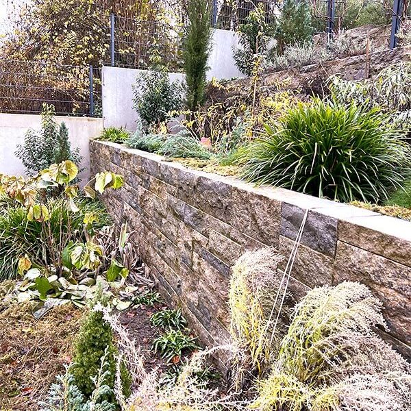 Gartenmauer mit Bepflanzung